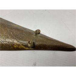 Bergman Art Nouveau bronze dish, of naturalistic shell form upon four shell feet, the centre decorated in relief with a mermaid amongst fish and sea horses, with Bergman mark and impressed Geschutzt 5070 beneath, L36cm