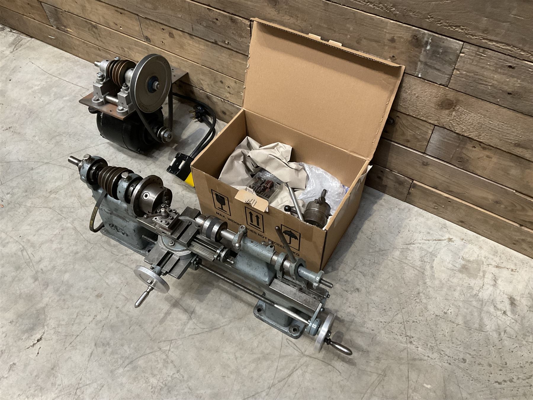 WM precision lathe with Thompson Houston electric motor together with Alfred Herbert die head and bits