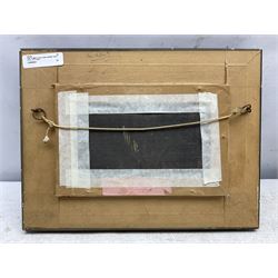 Style of Willem van de Velde the Younger (Dutch 1633-1707): Ship in Storm Conditions, oil on panel bearing initials 8cm x 16cm