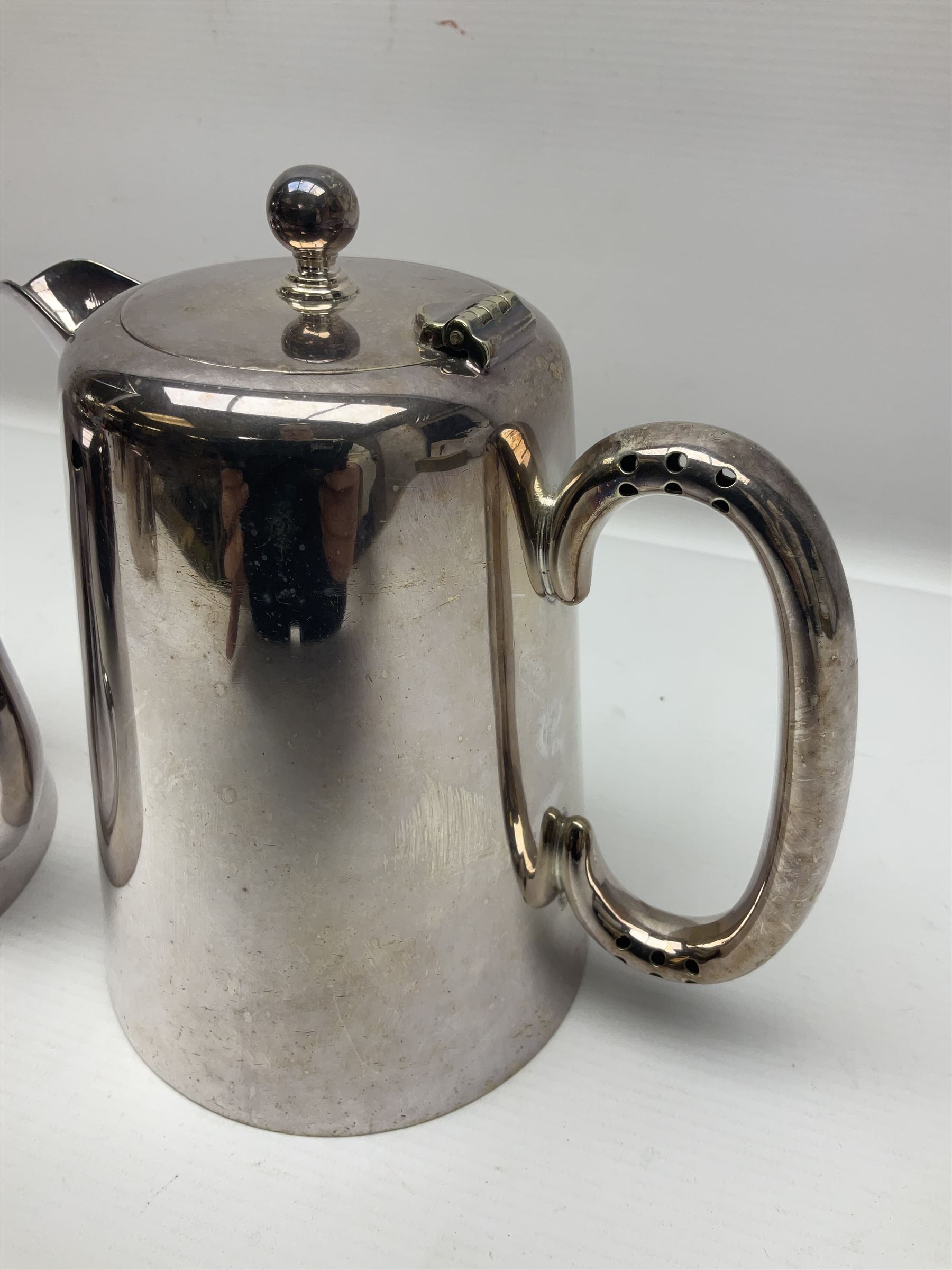 EPNS four piece tea service, comprising teapot, coffee pot, sugar bowl and milk jug