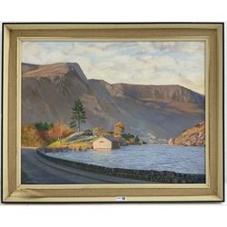 Erik W Gleave (British 1916-1995): Highland Lake Landscape, oil on board signed 55cm x 70cm
