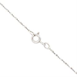 18ct white gold emerald and diamond cluster pendant, three graduating oval cut emeralds, each surrounded by round brilliant cut diamonds, Birmingham 2010, on a fine silver chain, total emerald weight approx 1.05 carat, total diamond weight approx 0.55 carat