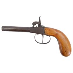 Percussion pistol, with octagonal barrel, bag-shaped wooden butt, together with two other percussion pistols   