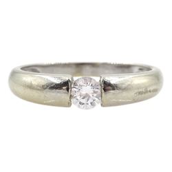14ct white gold tension set single stone round brilliant cut diamond ring, diamond weight approx 0.20 carat