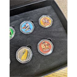 Collection of Only Fools and Horses memorabilia, including Westminster Mint limited edition fifty pence coin set, DVD box set, Corgi Reliant Regal, playing cards, framed bank notes, Griffin Cartoon of the bar scene, etc, together with a Vicar of Dibley DVD box set