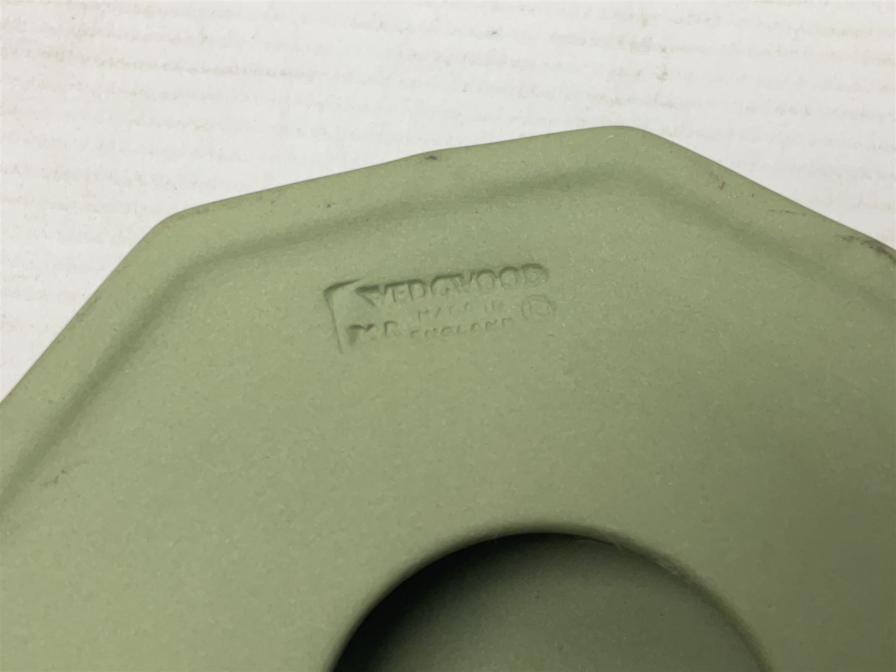 Collection of  Wedgwood green Jasperware, to include large jug, vases, trinket dishes, etc together with two teal Jasperware vases 