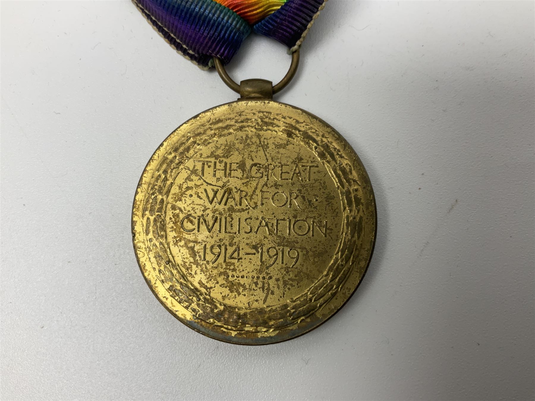 WW1 group of three medals comprising British War Medal, Victory Medal and 1914-15 Star awarded to 90434 Gnr. R.G. Rhodes R.F.A./R.A.; all with ribbons