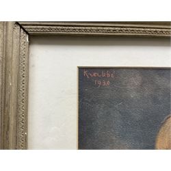 Maarten Hendrik Krabbe (Dutch 1868-1931): Three Pekingese Puppy Dogs, watercolour signed and dated 1930, 28cm x 35cm