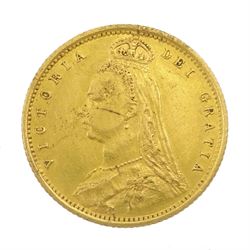 Queen Victoria 1892 shield back half gold sovereign