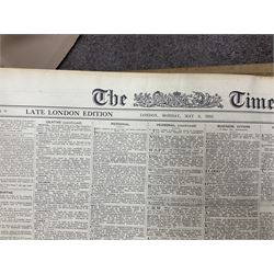 The Times Newspaper; an archive of The Times newspapers bound as five albums comprising, 1930 July & August, 1924, May & June, 1932 May & June, 1934 May & June, 1935 May & June