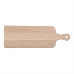 Wooden cheeseboard of rectangular form, upon four turned bun feet, H75cm W25cm