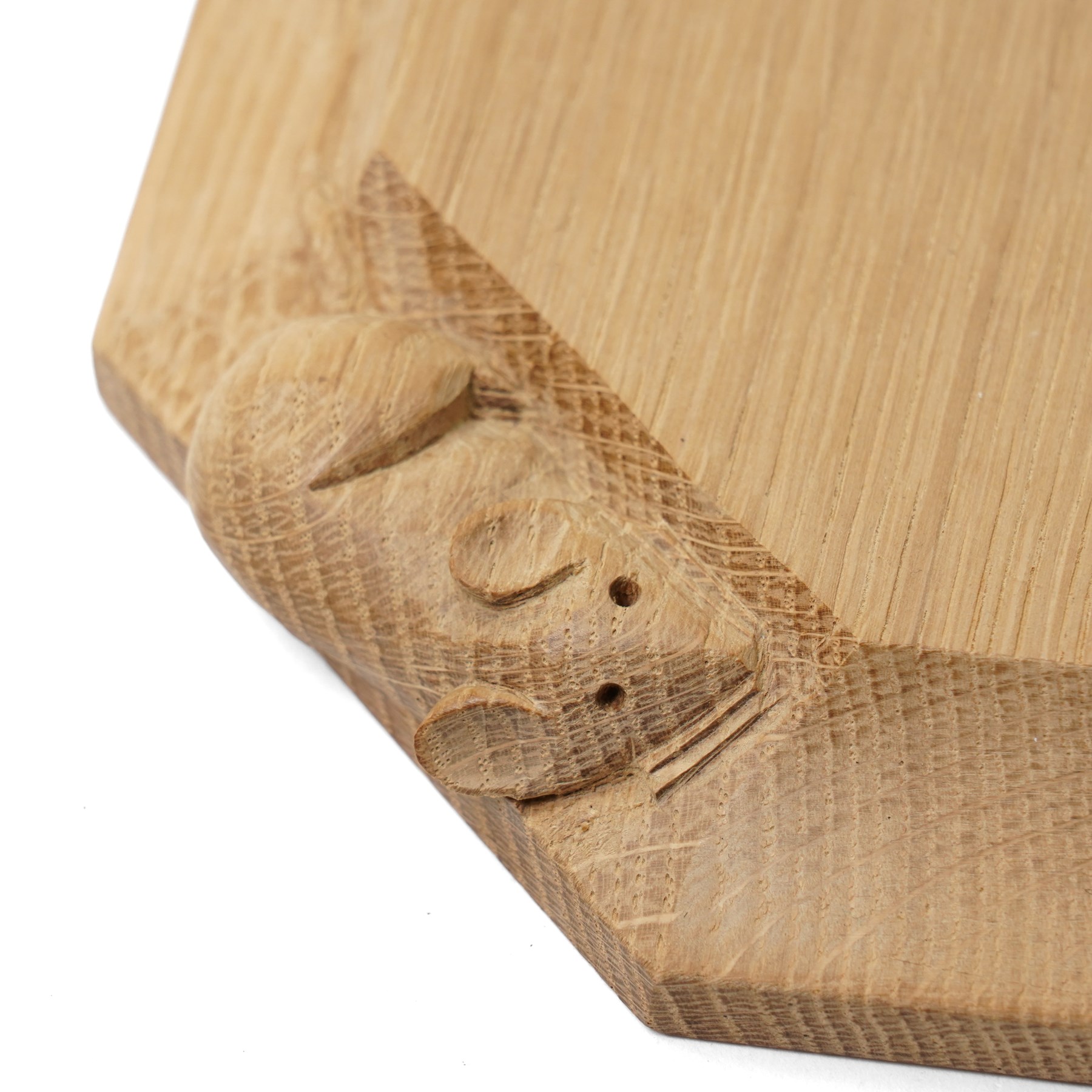 Mouseman - oak pot stand, of octagonal form with carved mouse signature, by the workshop of Robert Thompson of Kilburn 