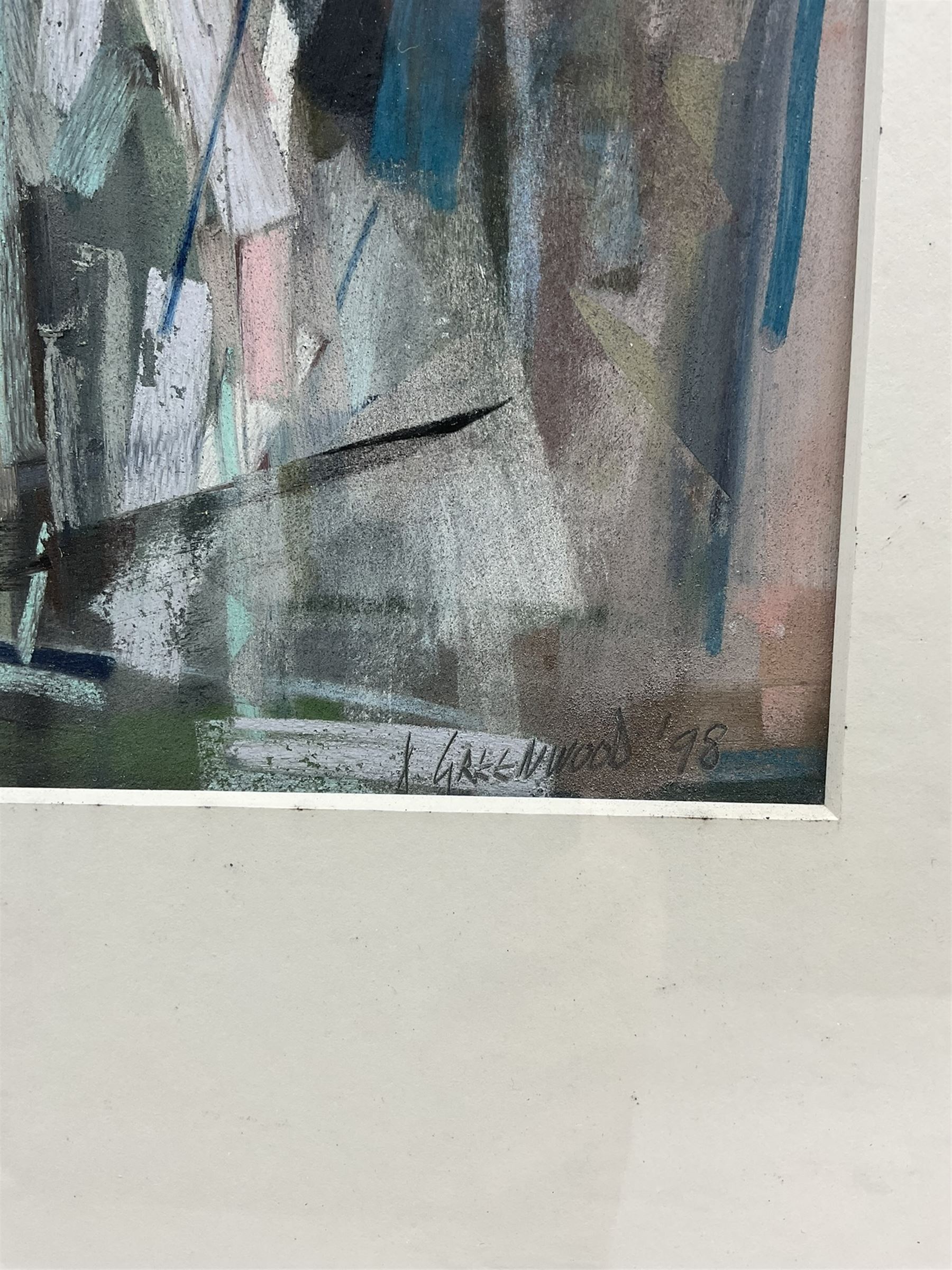 David Greenwood (Northern British Contemporary): 'Fountains Abbey - Huby's Tower', pastel signed and dated '98, titled on label verso 30.5cm x 23cm 
Provenance: with Chantry House Gallery, Ripley, Harrogate, label verso