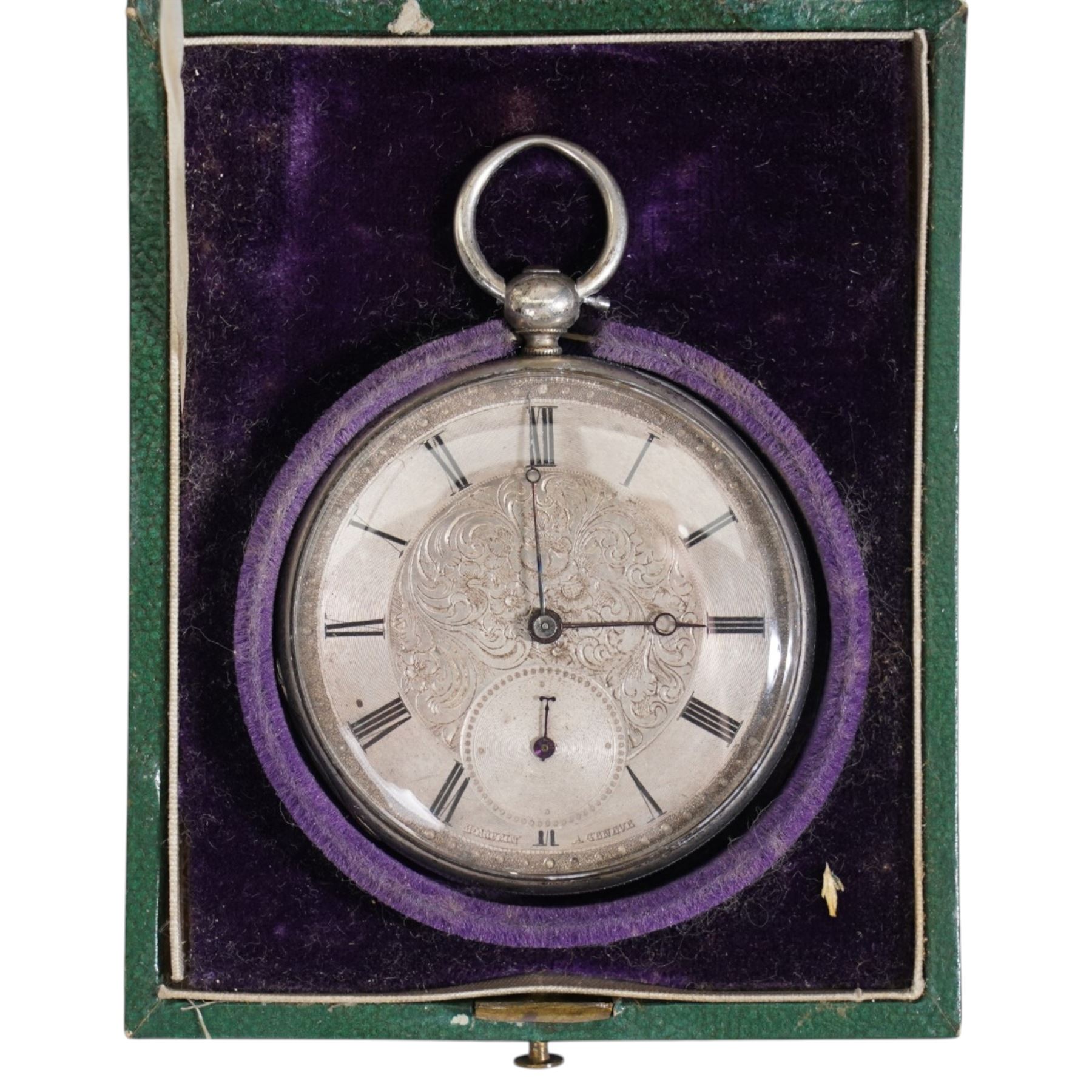 Victorian silver fusee lever pocket watch by Fattorini & Sons, Bradford, Chester 1891 and two white metal pocket watches