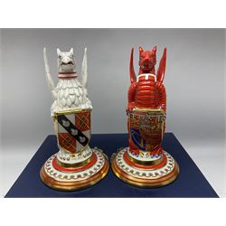 Pair of Minton Royal Wedding heraldic beasts for Mulberry Hall, 105/250 limited edition with box, H16cm
