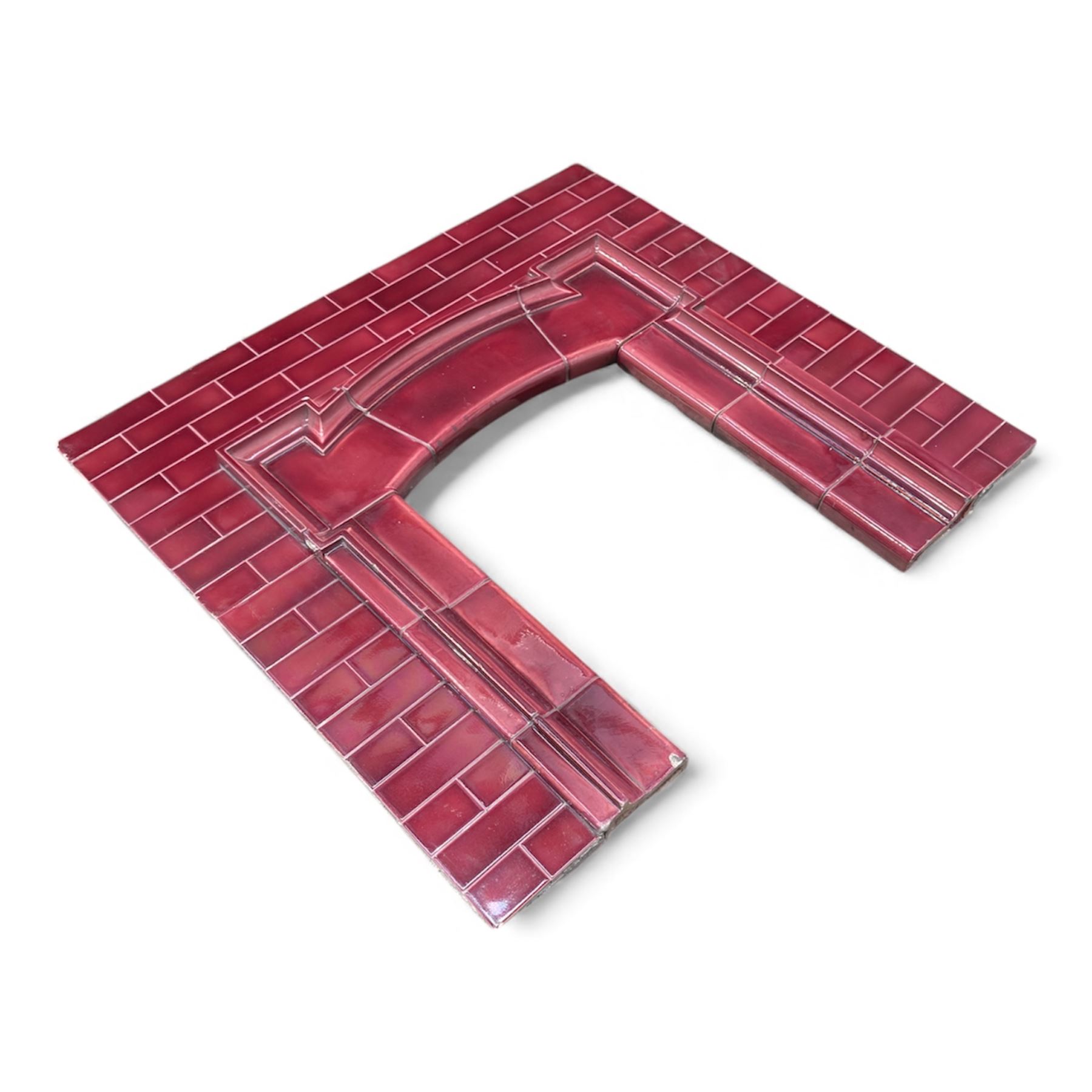 Twentieth century red glazed tile fireplace insert