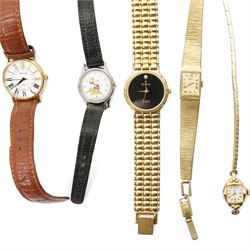 Three automatic wristwatches including Waltham, Lusina and Benrus, manual wind Geneve Skyship and Elgin and other quartz wristwatches including Tissot