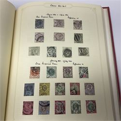 Mostly Great British Queen Victoria and later stamps, including penny black with red MX cancel, 1840 two pence blue with red MX cancel, imperf penny red with black MX cancel, perf penny reds, various Queen Victoria surface printed issues, King Edward VII two shillings sixpence and five shillings, King George V seahorses with values to ten shillings, King George VI with ten shilling dark blue used, Queen Elizabeth II pre and post decimal etc, housed in 'The Simplex Blank Album'