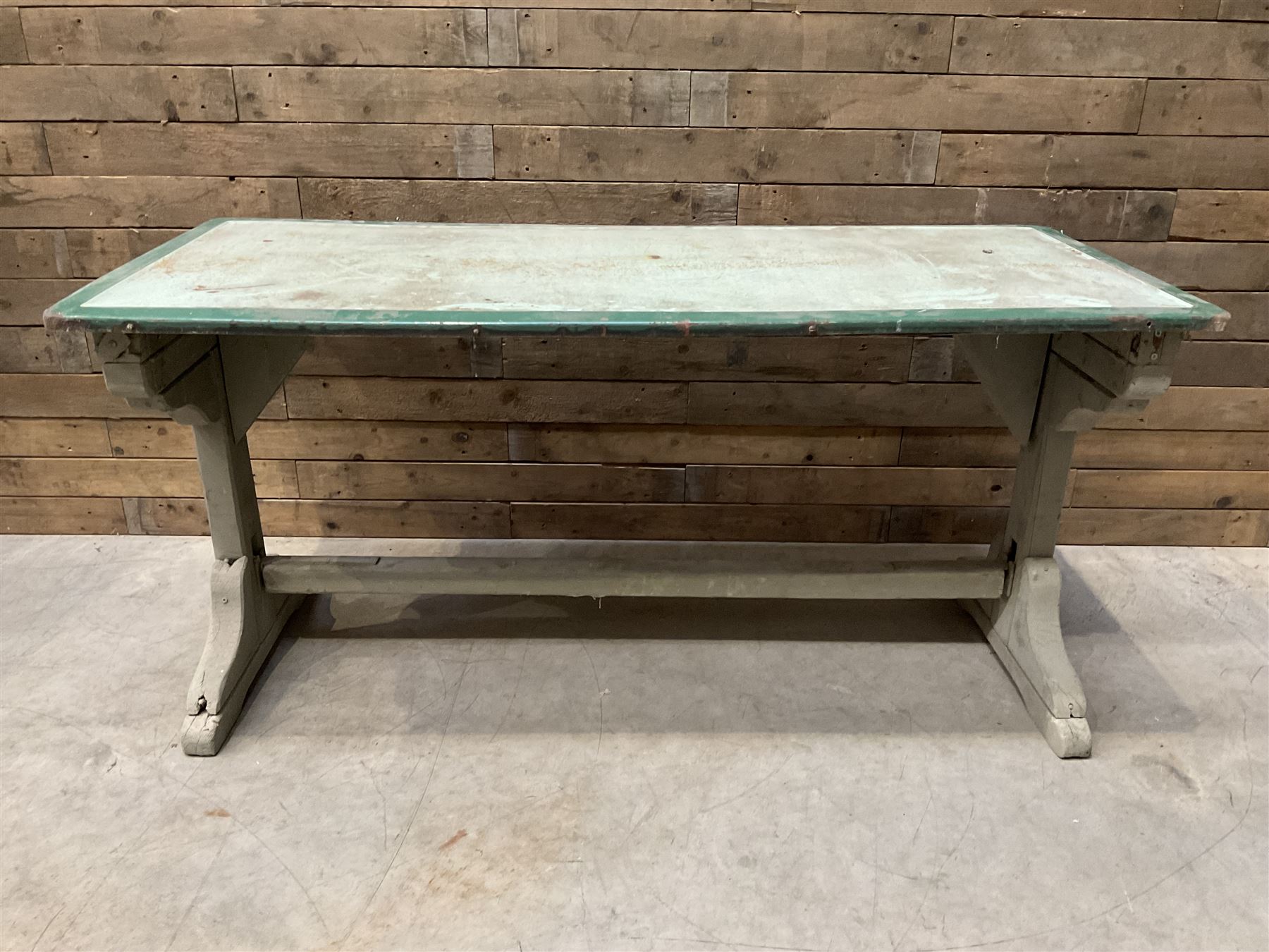 Early 20th century painted wood and enamel Military folding campaign table