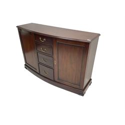 Bevan Funnel - mahogany bow front sideboard, fitted with four short drawers flanked by two cupboards 