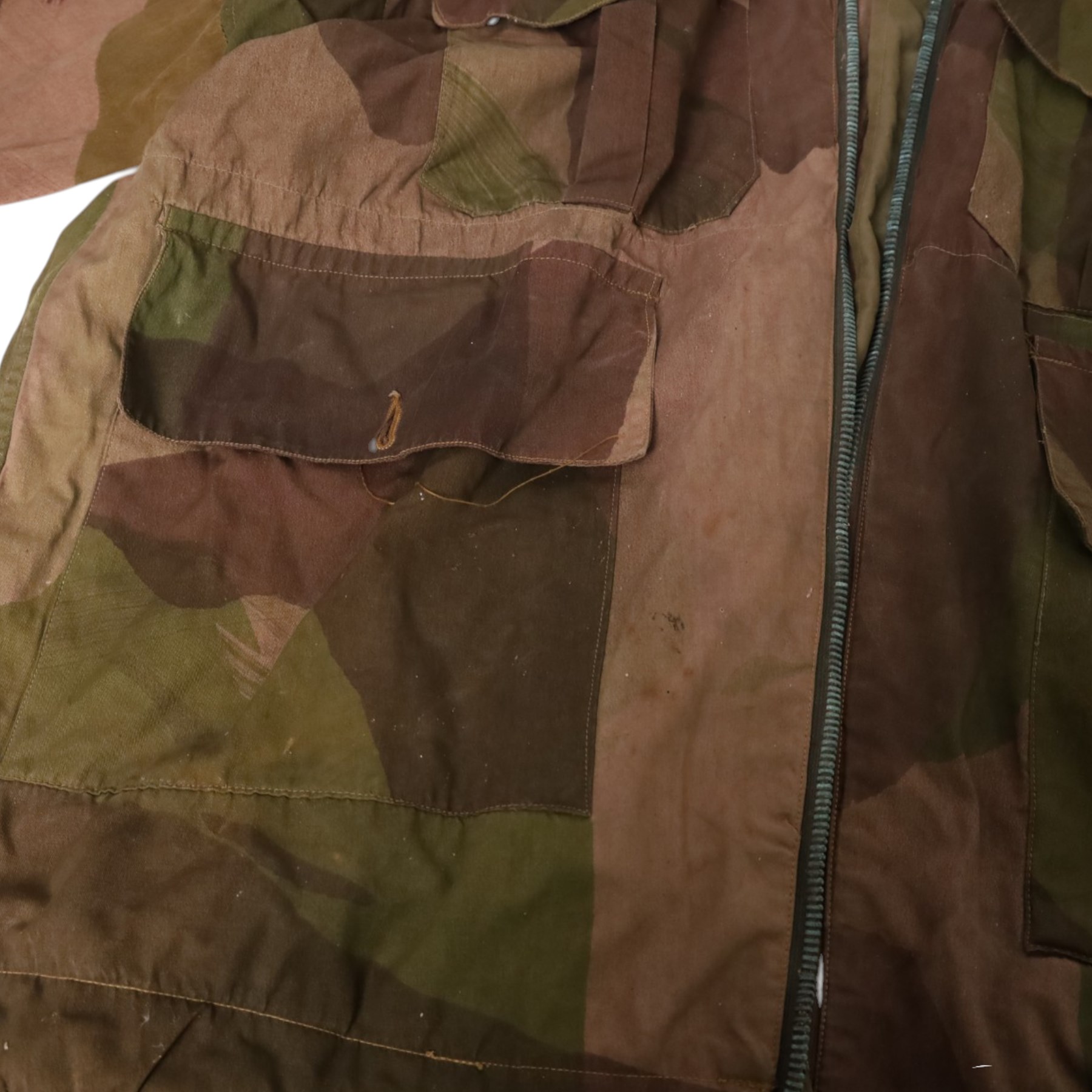 WWII British Army camouflage windproof smock, label inside marked 'Smock Windproof size No. 5 ... C.W.S Ltd with broad arrow 