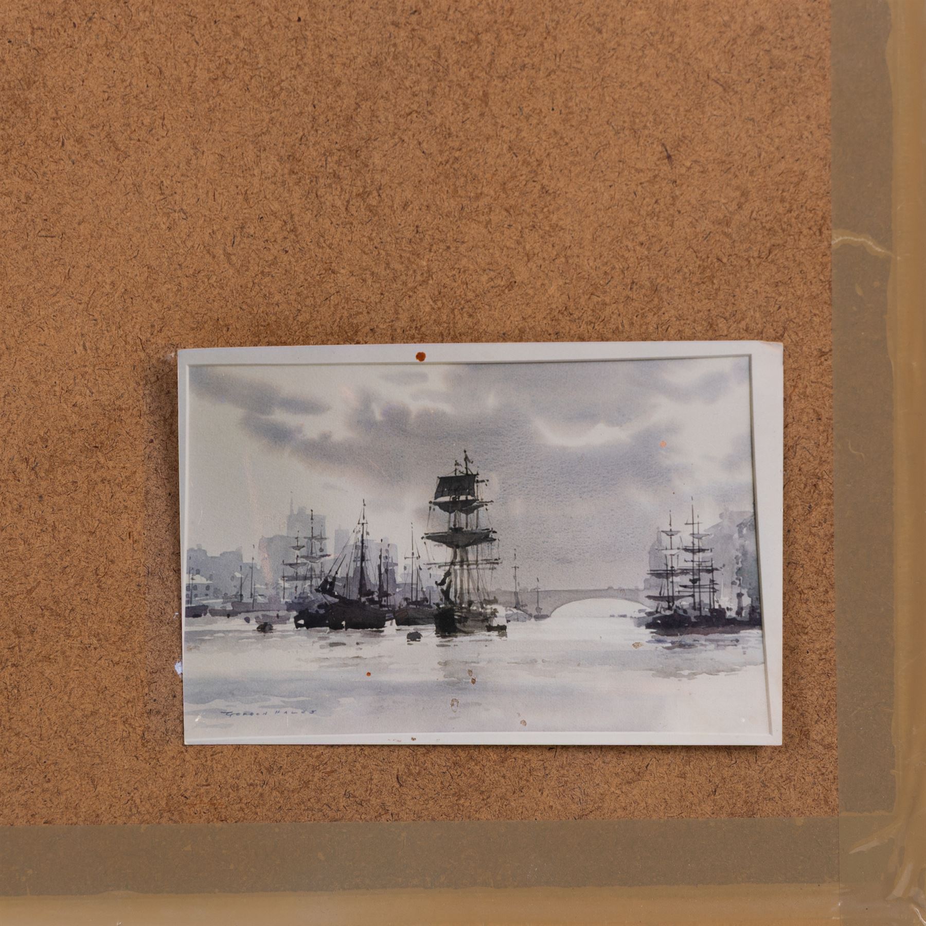 Gordon Hales (British 1916-1997): 'Tall Ships in the Upper Pool', watercolour signed, titled on label verso 32cm x 48cm 