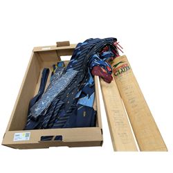 Two signed cricket bats, including Panther Club example with signatures of the England Tou...