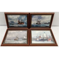 After Jack Rigg (British 1927-): Trawlers at Scarborough, set four colour prints 20cm x 29cm (4)