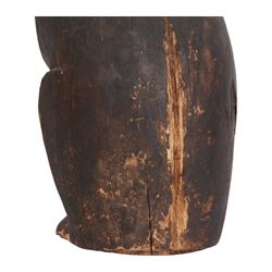 Late 19th/early 20th century Burmese carved wooden figure, primitively carved as an owl, H26.5cm W18cm

Cf. Comparable Lot sold at auction:
Lot 22, Works from the Collection of Peter Petrou, Sotheby's, 21st September 2021