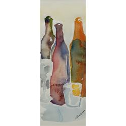 Z Ruszkowski (20th century): Still Life of Bottles, watercolour signed 34cm x 12.5cm