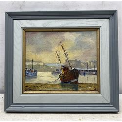 Don Micklethwaite (British 1936-): Low Tide - Scarborough, oil on board, signed titled and dated 1978 verso 19cm x 23cm 