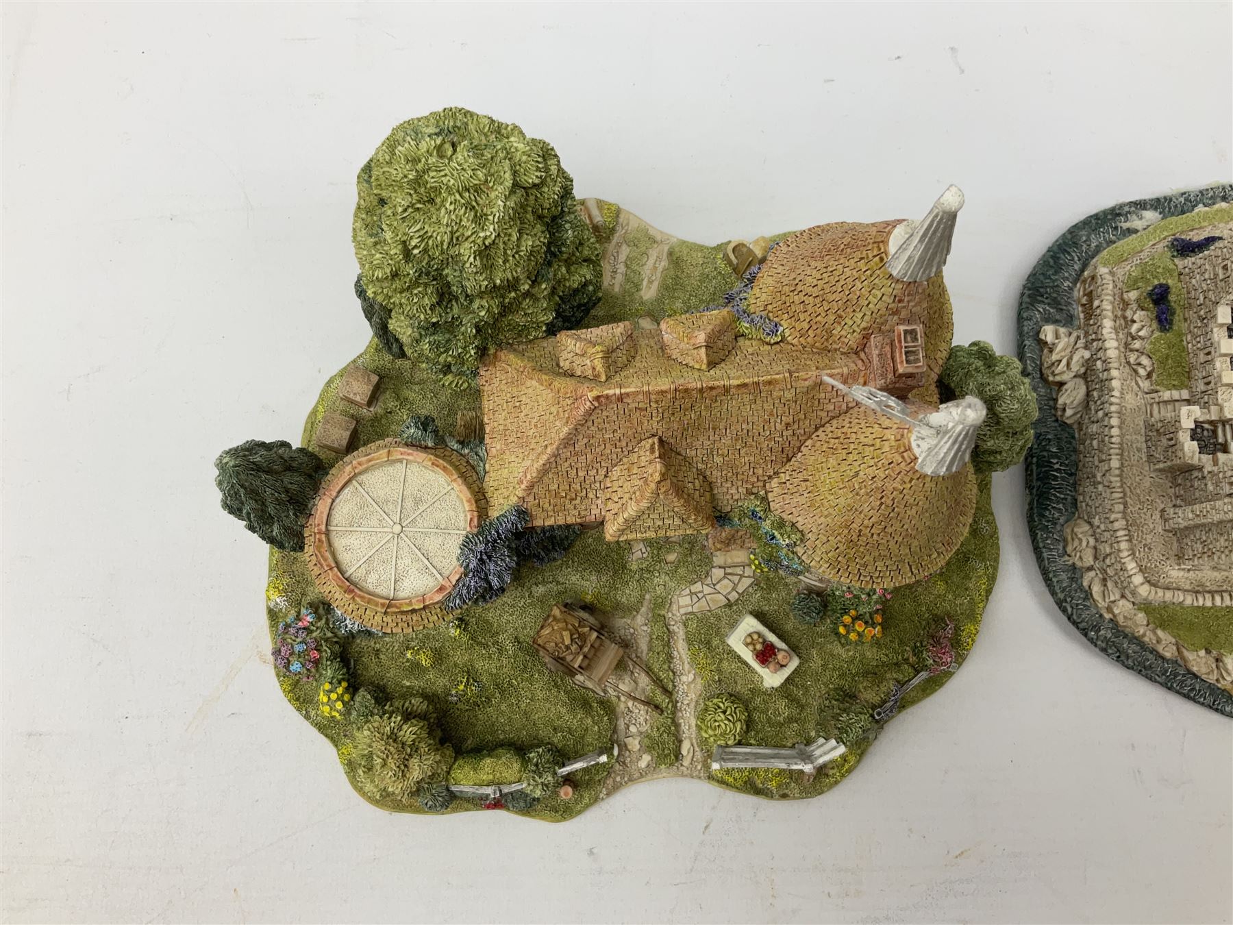 Lilliput Lane 'Harvest House' special edition figure group, limited edition of 4950, boxed with certificate, together with 'Eilean Donan Castle' model, boxed with deed