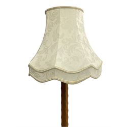 Yorkshire Oak - oak standard lamp, square column with incised decoration, on cruciform base, with shade 