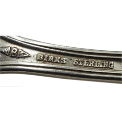 Pair of silver christening spoons by Cooper Brothers & Sons Ltd, Sheffield 1929 cased, four silver teaspoons and coffee spoon stamped sterling, silver napkin ring and six coffee bean spoons, hallmarked