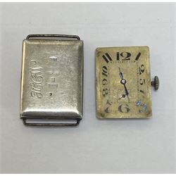 Zenor Art Deco silver manual wind rectangular wristwatch, case by Stockwell & Co, London import marks 1924, Oris Super manual wind wristwatch and one other, Renown nickle pocket watch and a brass chronograph pocket watch (5)