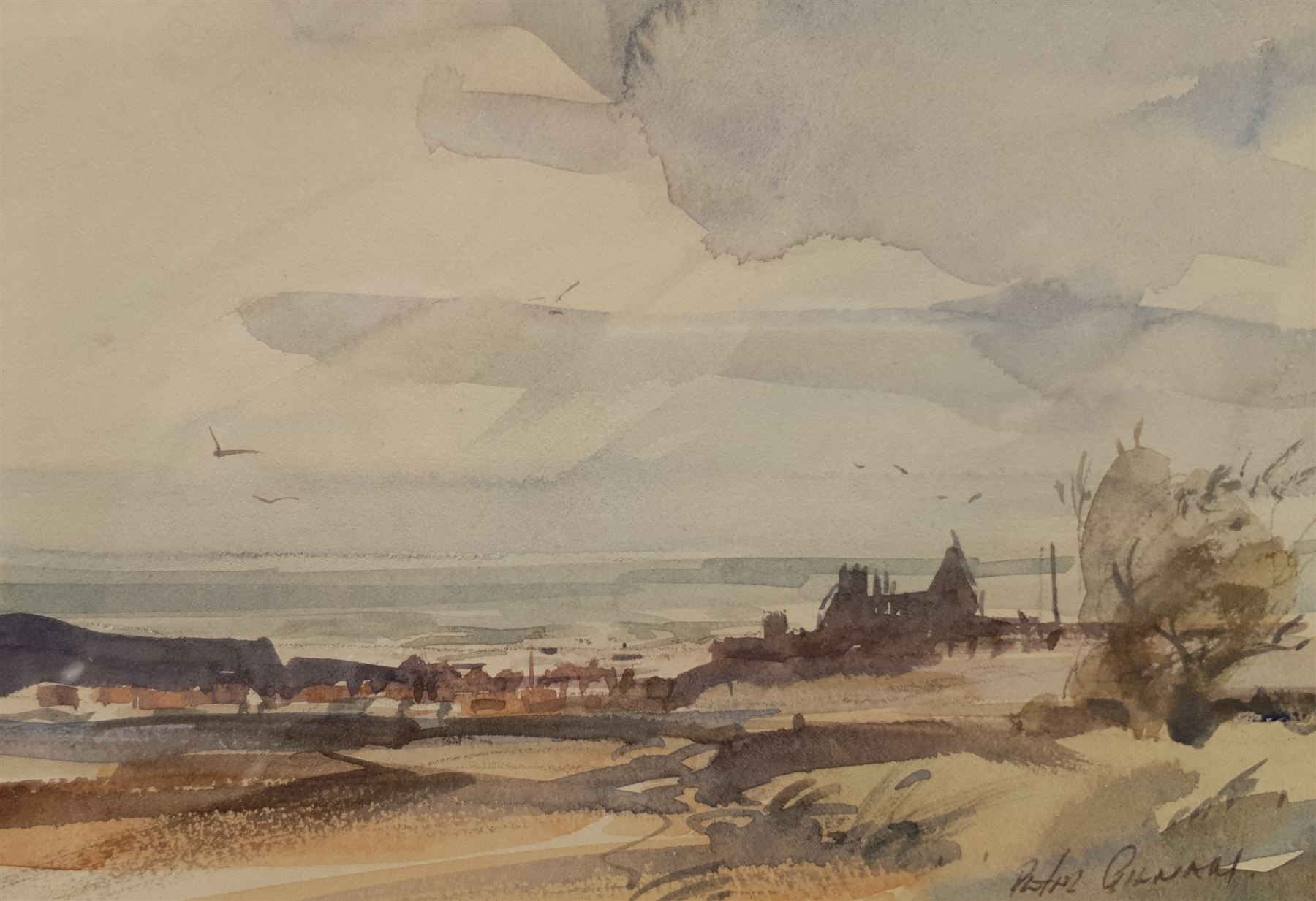 Peter Gilman (British 1928-1984): 'Towards Whitby', watercolour signed, titled and dated 1981 on exhibition label verso 12cm x 17cm 
Notes: illustrated in 'Peter Gilman: Painting East Anglia and Beyond' p.85