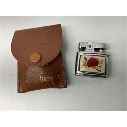 Collection of lighters to include examples by Ronson, Kingsway and Penguin, mother of pearl and engine turned examples, together with quantity of cigarette cases