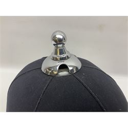 Police - Victorian turned hardwood truncheon with traces of decoration and VR cypher L42cm; Humberside Police helmet with Queens Crown helmet plate; hand lamp inscribed 'The Inspector'; and small pair of pewter figures of police officers (5)