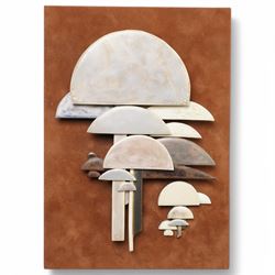 Anne Plant (British 1934-2019): 'Gerronema' 'Polygramma' and 'Icterinus', set three stoneware wall-hanging sculptures, largest 41cm x 17cm (3)