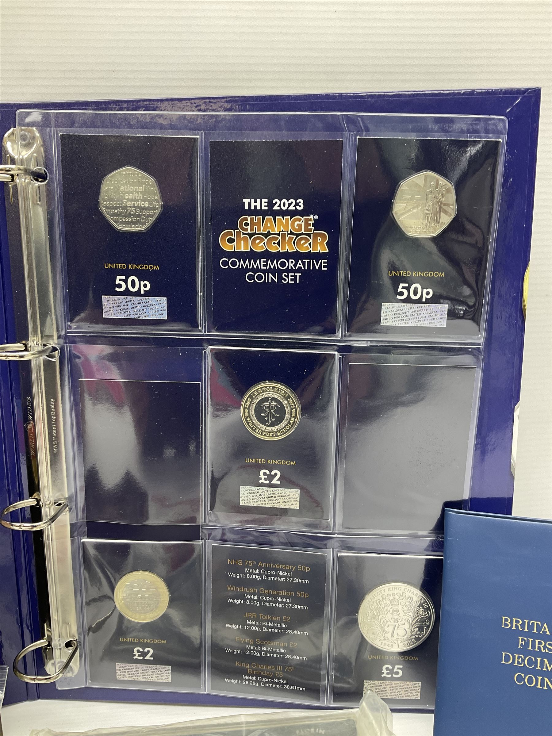 Commemorative and other coinage, including various Queen Elizabeth II 'London 2012 sports collection' fifty pence coins on cards, commemorative crowns, Millennium 2000 'Time Capsule' coin set, channel islands old round one pound coins, part sets etc