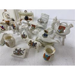Collection of crested ware ceramics and similar, including items by W.H.Goss, Arcadian, Willow Art, etc 