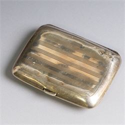 Early 20th century silver coin purse, with floral decoration and finger chain, hallmarked together with an early 20th century cigarette case,  with engraved initials, hallmarked and a silver filigree cigarette case