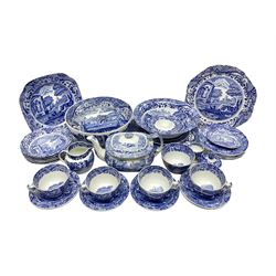  Spode Italian pattern blue and white ceramics, including serving bowl, butter dish, six side plates, five bowls etc