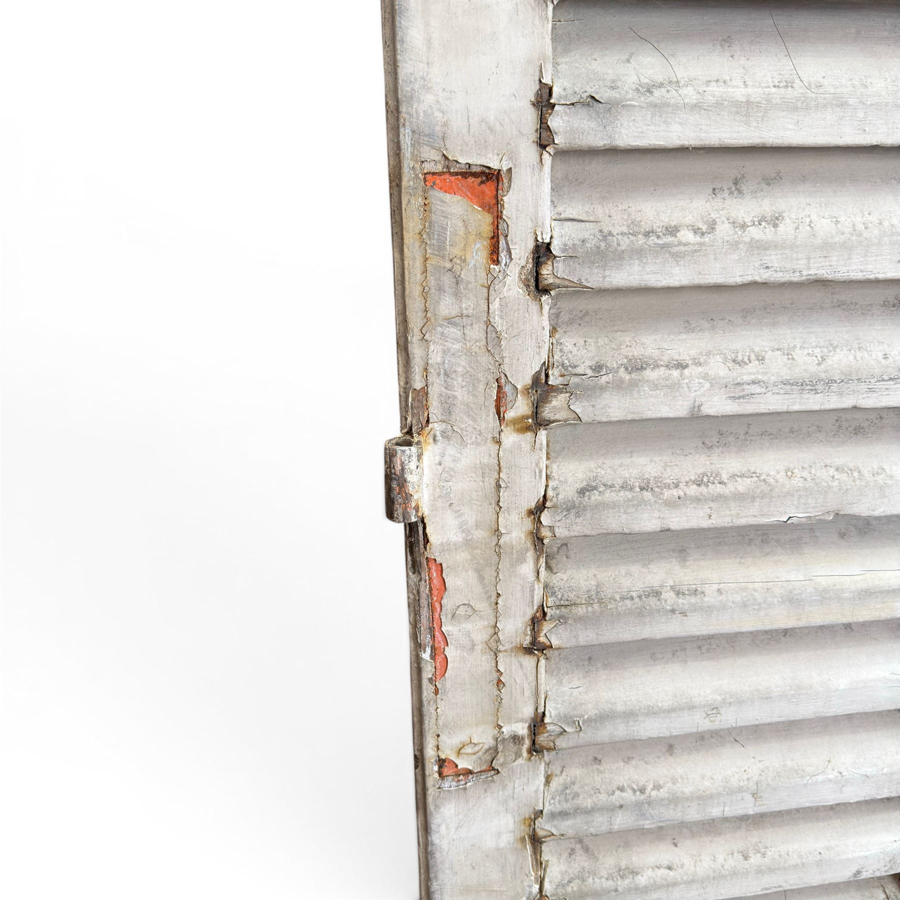 Two pairs of 19th century full height folding French Chateau louvre doors, pitch pine in cream painted finish, dimensions approx.