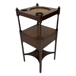 George III mahogany washstand, fitted with drawer, turned supports joined undertier