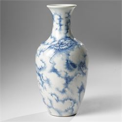 Chinese blue and white vase, of baluster form, painted with a dragon among clouds, unmarked, H26cm 