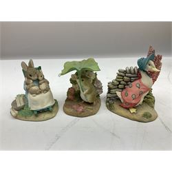 Border Fine Arts Beatrix Potter figures, to include Tableau no. 669814, The Tale of Ginger and Pickles no.A0460, Peter Rabbit in the Garden 739499, Mr Jeremy Fisher A0621, Tabitha Twitchit Brushing Kittens A0625, many with original boxes  