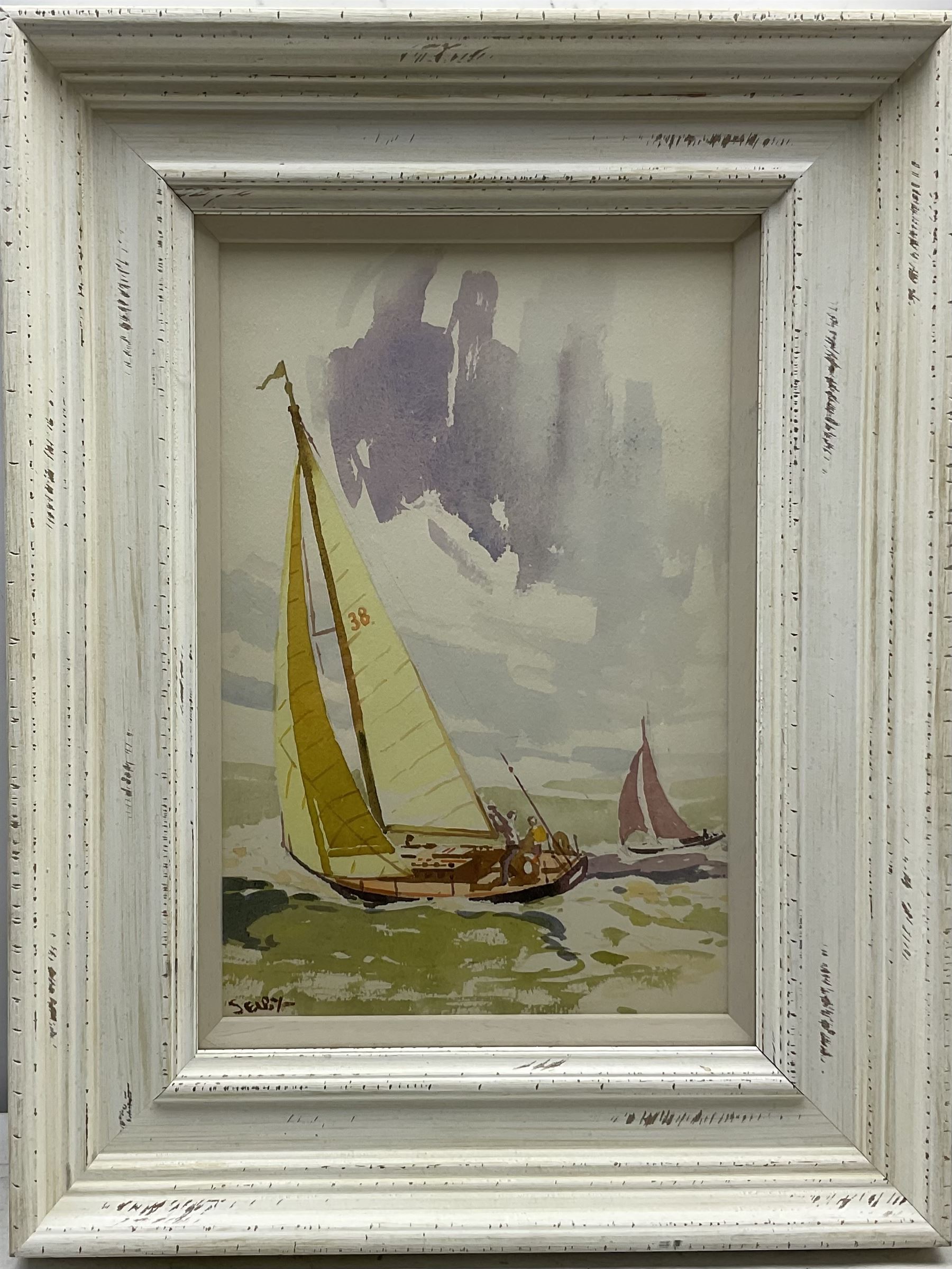 William Selby (Northern British 1933-): Yacht at Sea, watercolour signed 34cm x 22cm