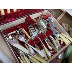 Onyx box with claw feet, together with gilt framed mirror, cut glass vase and other collectables, in three boxes 