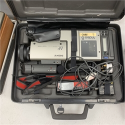 Trinicon Sony Video camera, HVC-4000P,  Sony video camera selector model HVS-2000P, Tandberg Radiofabrikk tape recorder,  Technics model RS 640 USD, Sony Video 8 Pro CCD-V100E cased, another model CCD-V200E, Vivanco Audio/ Video Processor VCR 3044, Ampex 456 tapes etc 